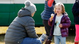 Zara Phillips and Mia Tindall attend the Gatcombe Horse Trials