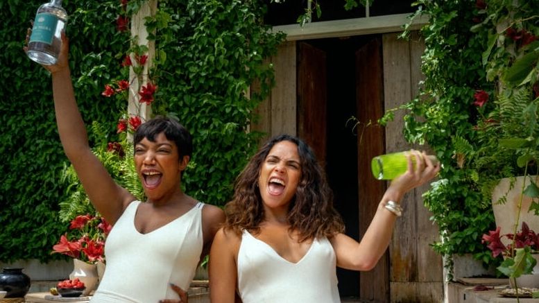 Naomi Ackie and Adria Arjona in Blink Twice