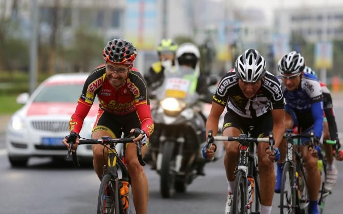 Francisco Mancebo (5 Hour Energy) pushes the pace in the breakaway