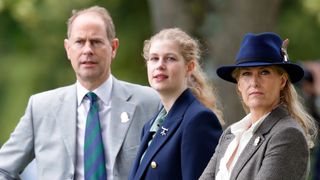 Prince Edward, Earl of Wessex, Lady Louise Windsor and Sophie, Countess of Wessex watch the carriage driving marathon event