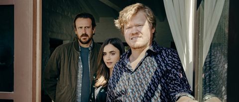 Jason Segel, Lily Collins, and Jesse Plemons in Windfall