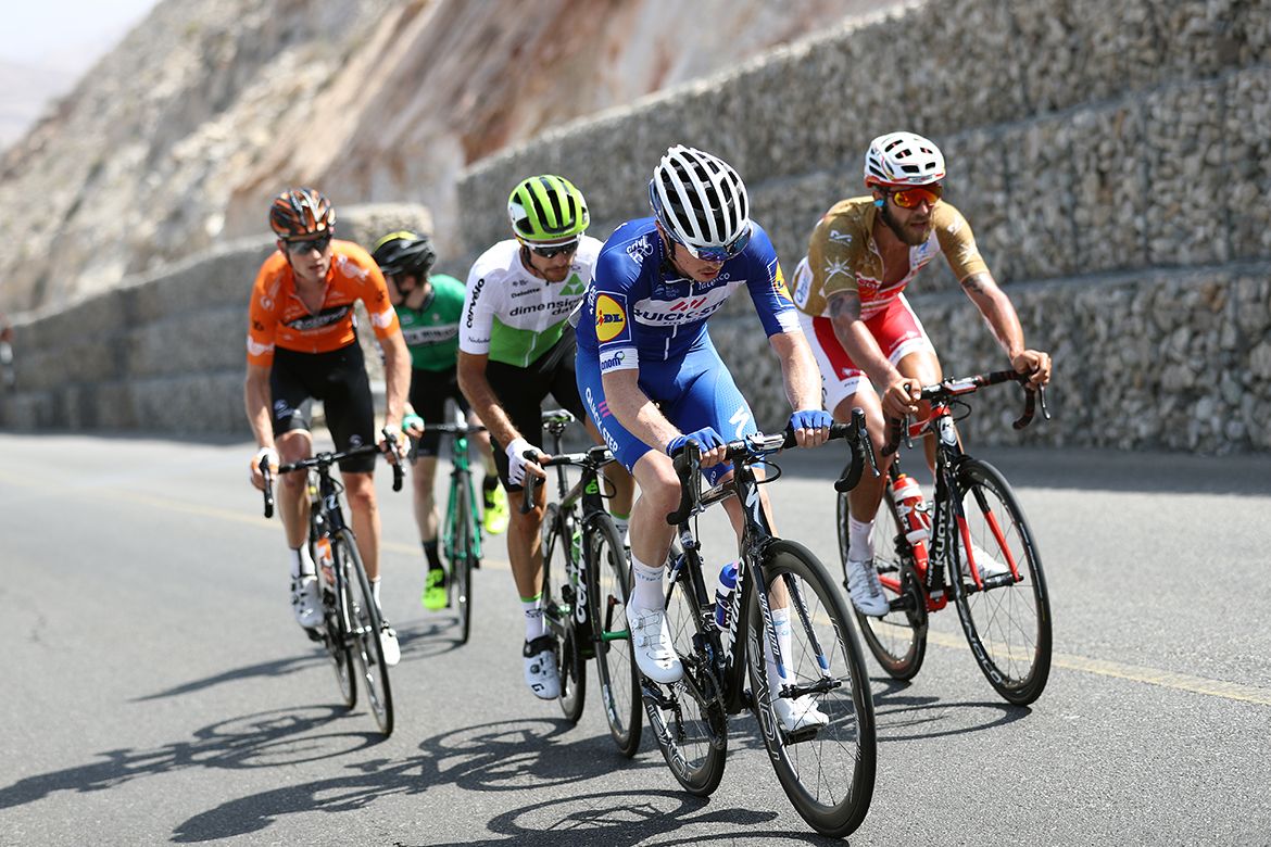 Remi Cavagna (Quick-Step Floors) and the escapees at the Tour of Oman.
