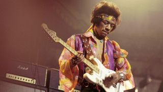 Jimi Hendrix performs with the Jimi Hendrix Experience at the Royal Albert Hall in London on 24th February 1969.