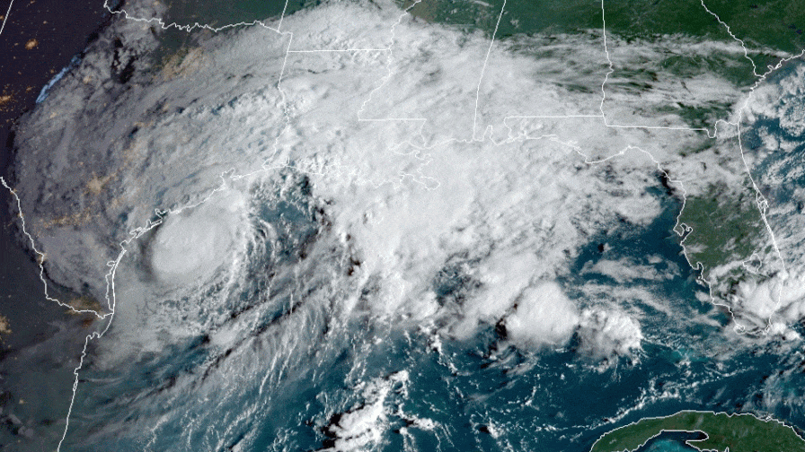 Tropical Storm Beta nears the Texas coast on Sept. 21.