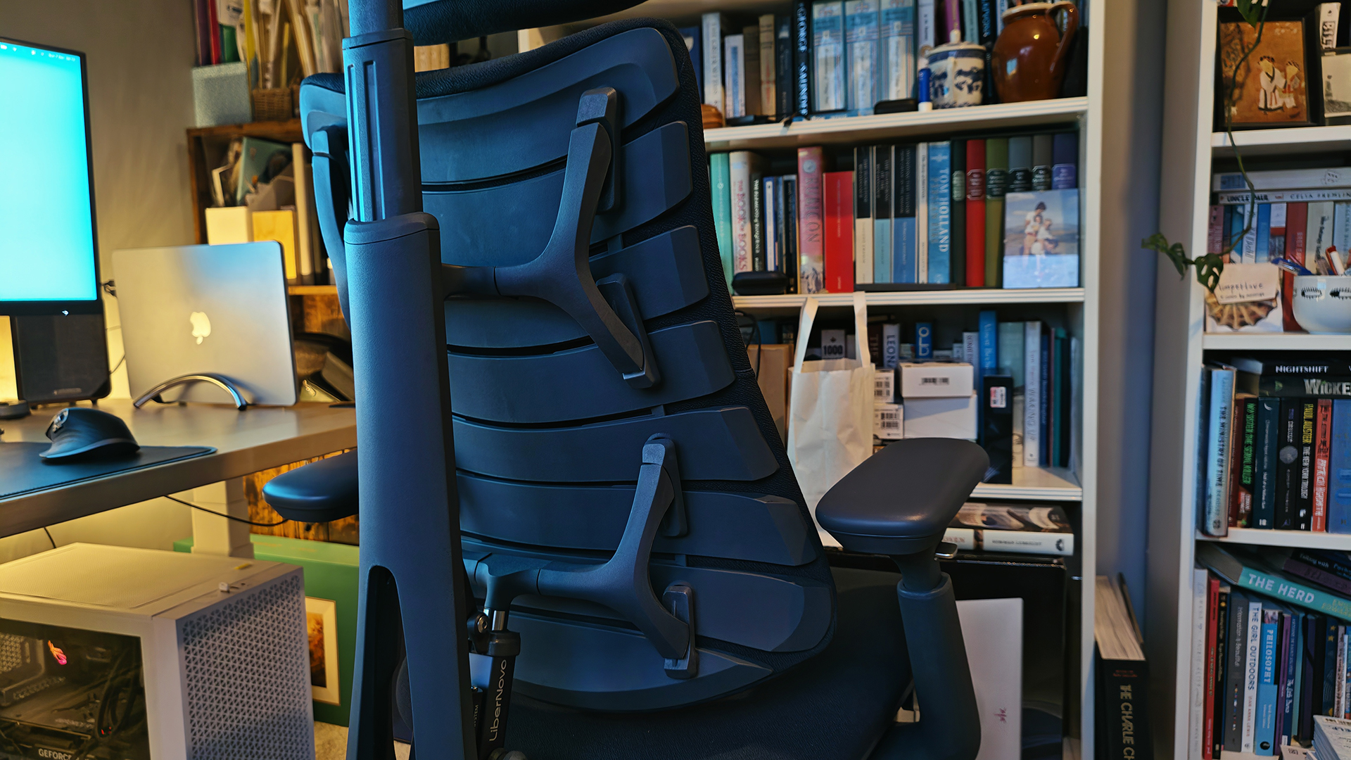A selection of LiberNovo Omni office chairs in a home work place.