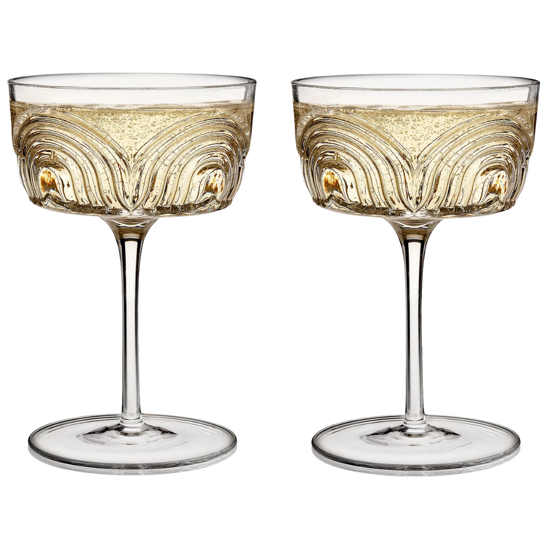 Viski Deco Beau Crystal Coupes, Set of 2