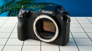 The Fujifilm GFX100S II showing its sensor