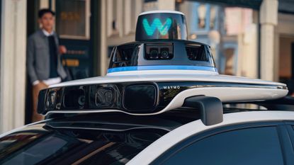 Waymo car roof pod on a Jaguar I-PACE