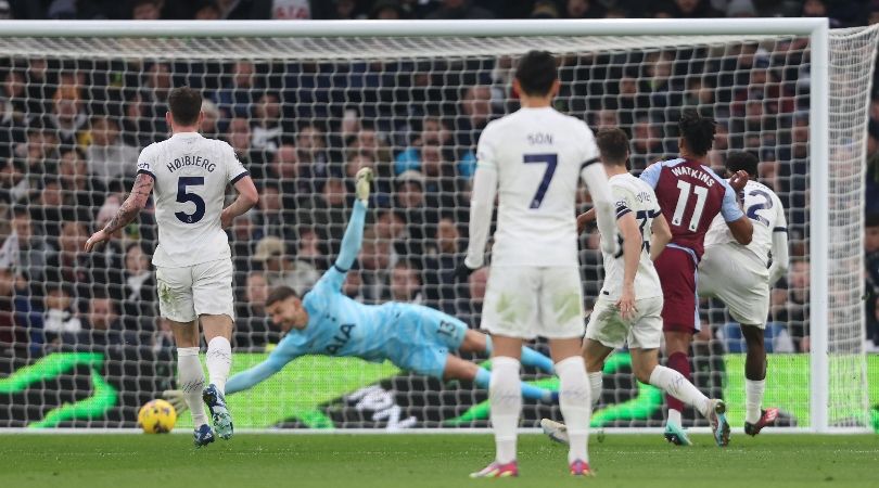 Ollie Watkins scores the winner for Aston Villa at Tottenham in November 2023.