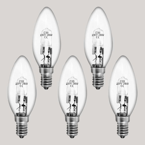 Sarveeta Ses E14 Halogen Candle Bulbs 28w Dimmable, 5 Pack Small Edison Screw Bulbs 2800k Warm White [energy Class G]