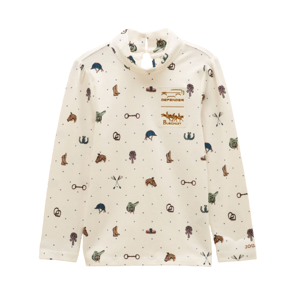 Joules Official Burghley Cream Kids Mock Neck Top