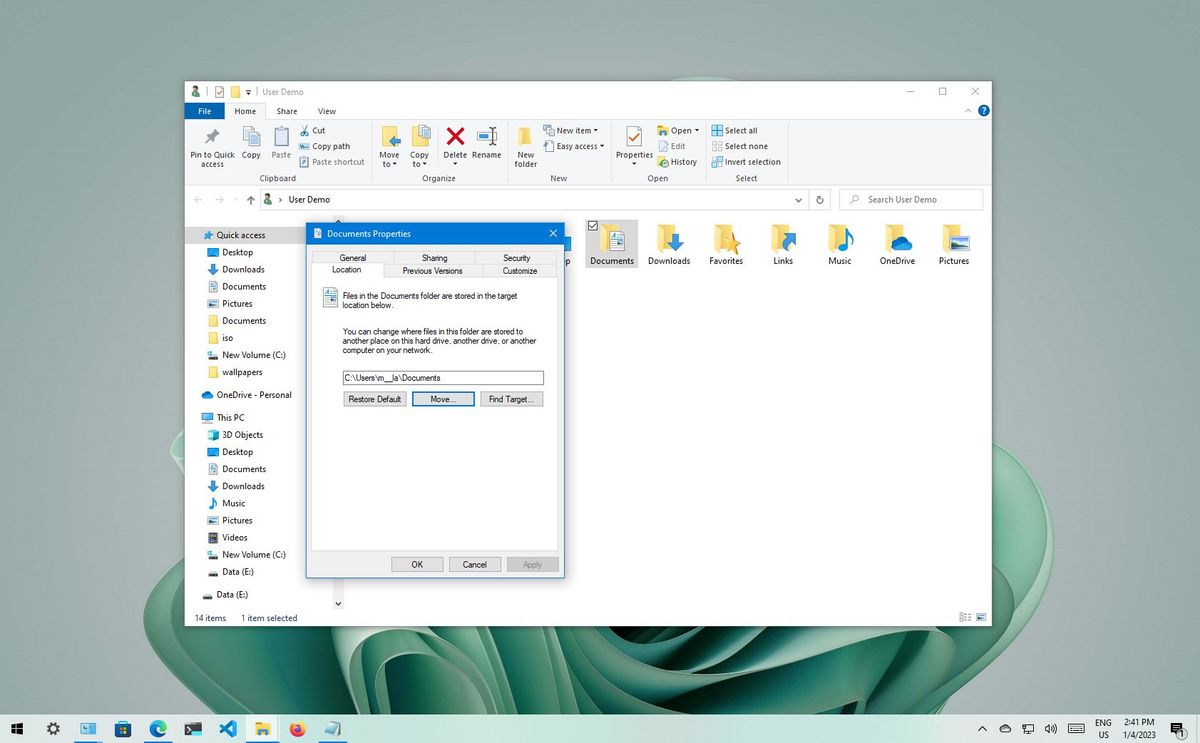 How to move user folders to different location on Windows 10