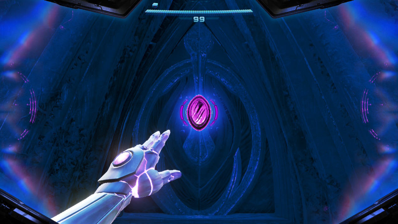 A screenshot showing Samsus using her new psychic powers in Metroid Prime 4: Beyond