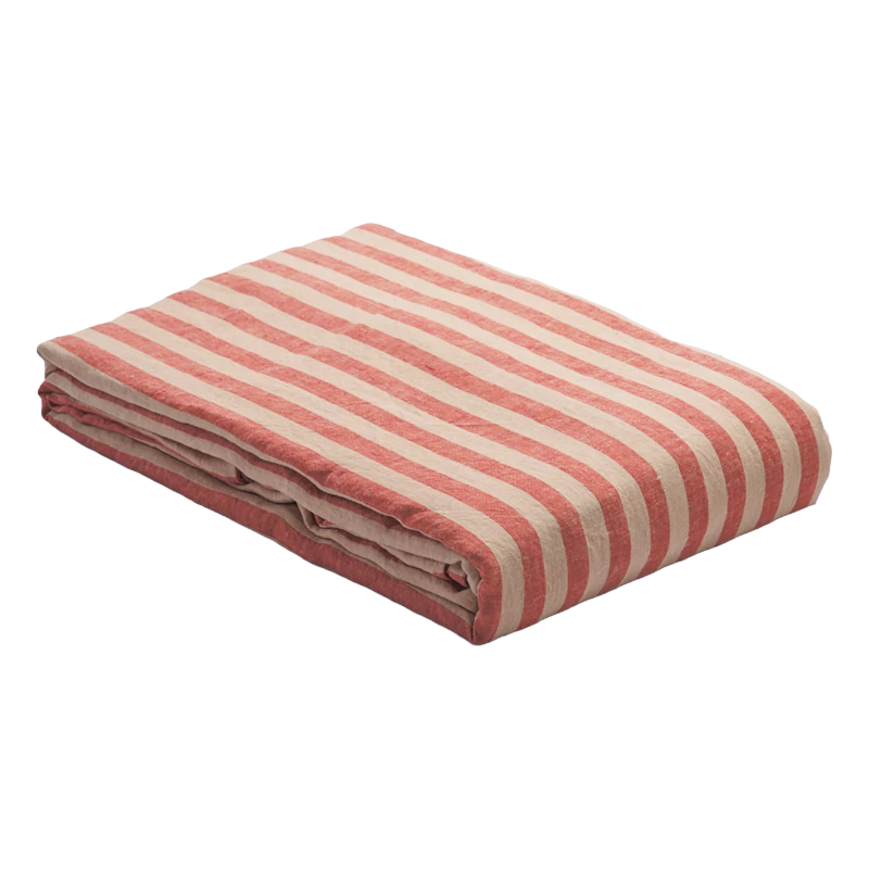 Piglet in Bed, Linen Blend Duvet Cover Pembroke Stripe (Sandstone Red)