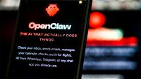 OpenClaw logo and homepage on a phone.