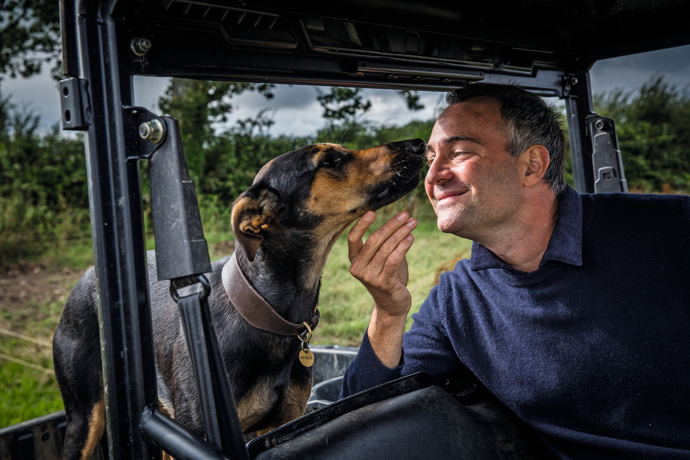 Ben Goldsmith with Pickle the lurcher