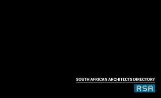 Image of a black rectangle with the wording 'South African Architects Directory' and 'RSA' in white and blue