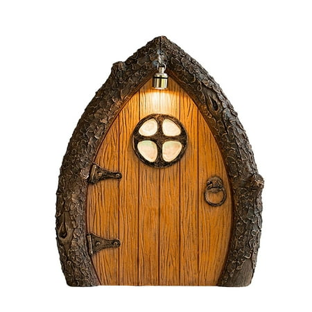 Fairy Door for Trees, Miniature Fairy Garden Outdoor Decor Accessories, Fairy Elf Door Ornaments Fairy Tale Courtyard Miniature Scene Decoration Wooden Simulation Toy Garden Wooden Craft
