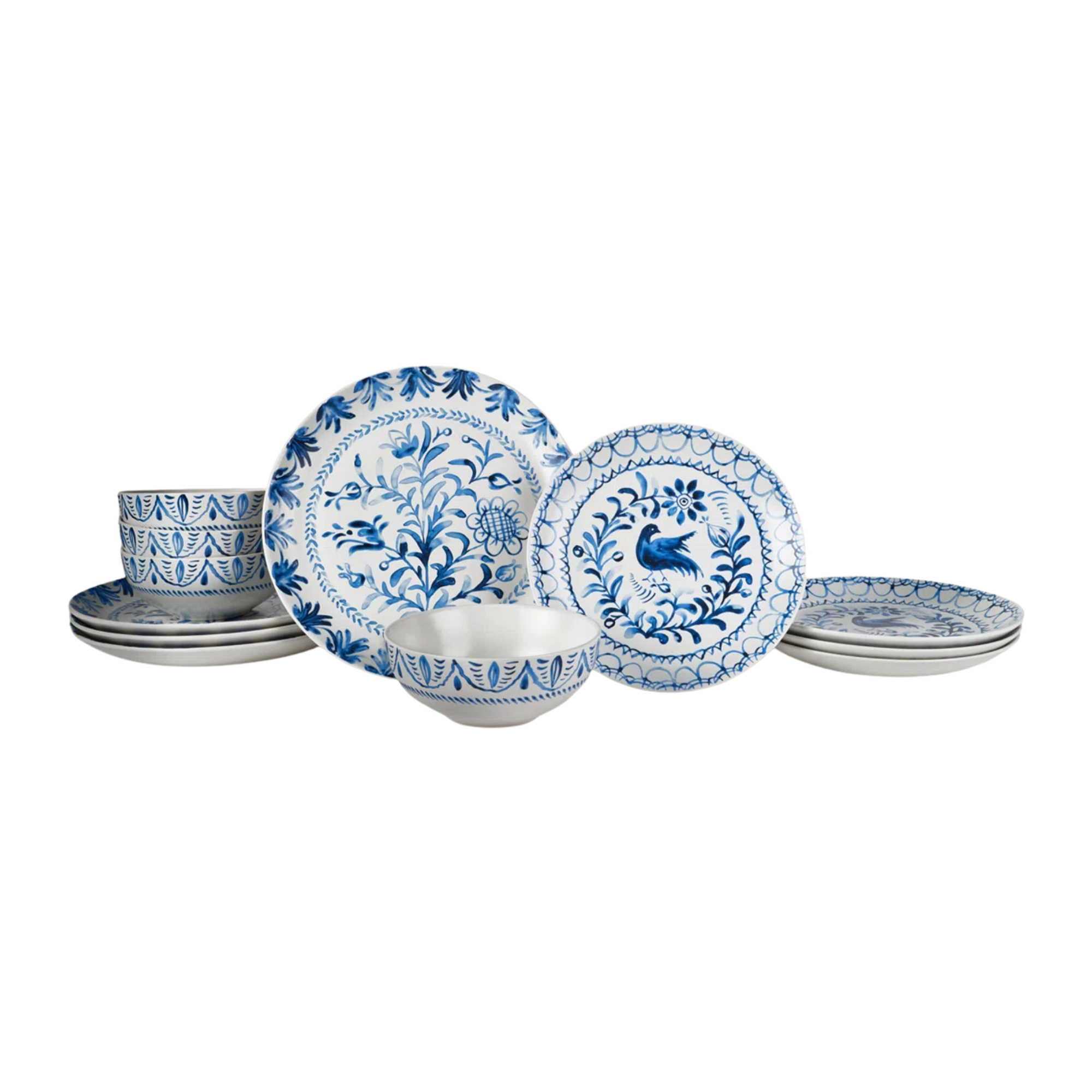 a decorative blue dinnerware set