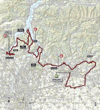 The 2015 Tour of Lombardy route.