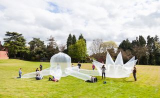 Hereford College of Art students working with architect Thomas Randall-Page on a large-scale installation