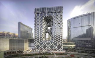 Exterior of Zaha Hadid Architects' Morpheus hotel, Macau, China