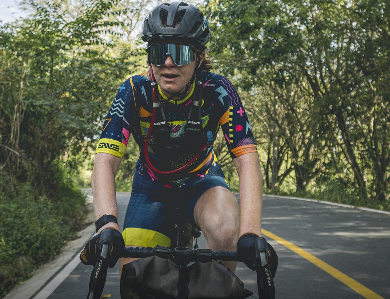 Whitney Allison on a tarmac section of road at Transcordilleras Colombia Rally 2024