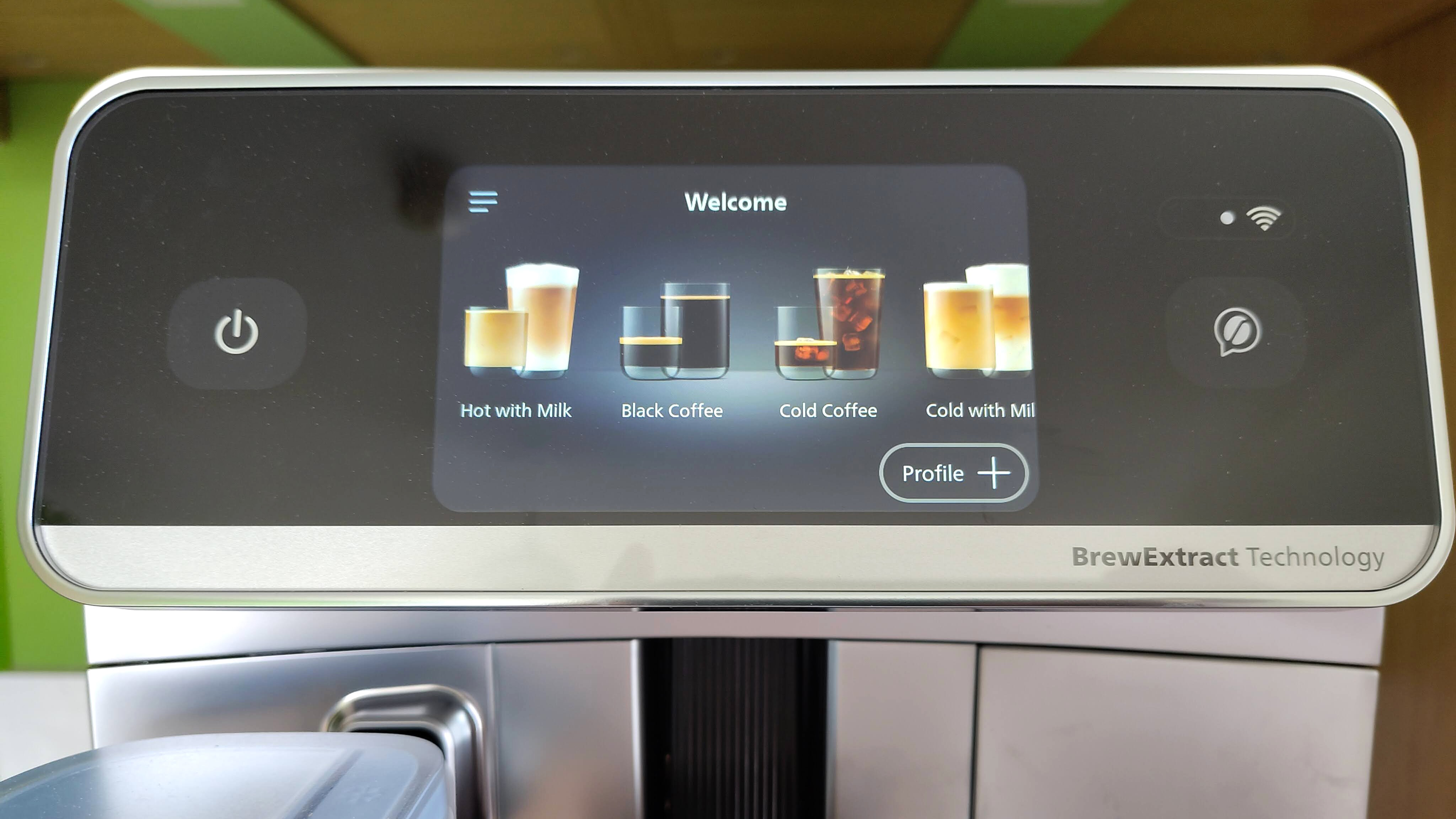 Menu options for Philips Cafe Aromis Series 8000 coffee maker