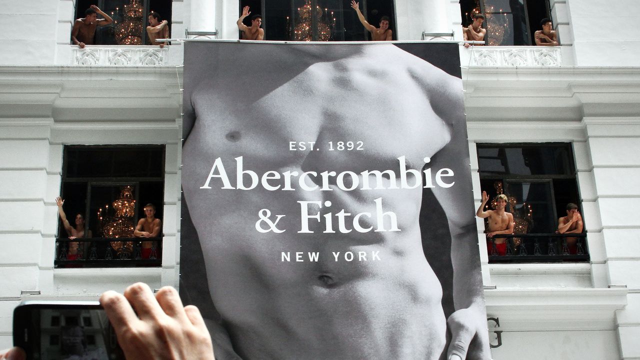 Models at an Abercrombie &amp; Fitch store in Hong Kong