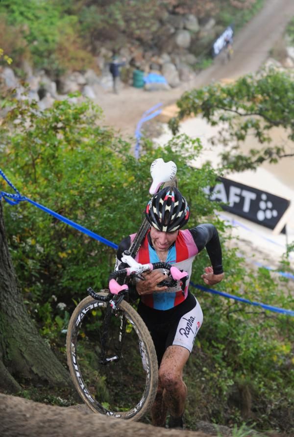 Jeremy Powers put a big gap on Tim Johnson quickly (TJ is in the background)