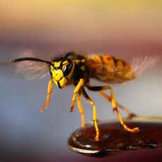 Yellowjacket wasp taking off