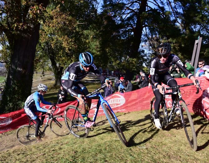 Cameron Dodge (Scott-Pure Energy) leading Ben Berden on lap one