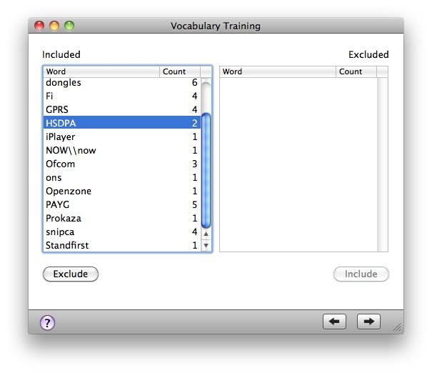 Text documents can be imported to expand Dragon Dictate 2.0&rsquo;s database of known words &mdash; any words it doesn&rsquo;t know are highlig