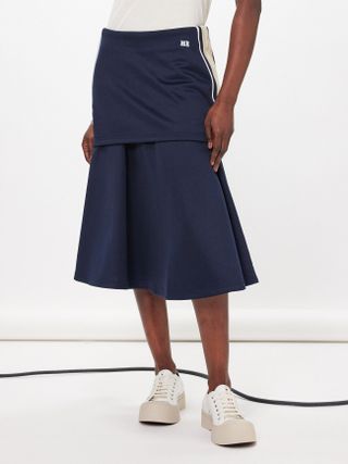 Mantra Tiered Recycled-Blend Jersey Midi Skirt