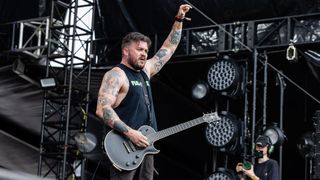  Bo Lueders of Harm's Way during Riot Fest at Douglass Park on September 19, 2025 in Chicago, Illinois