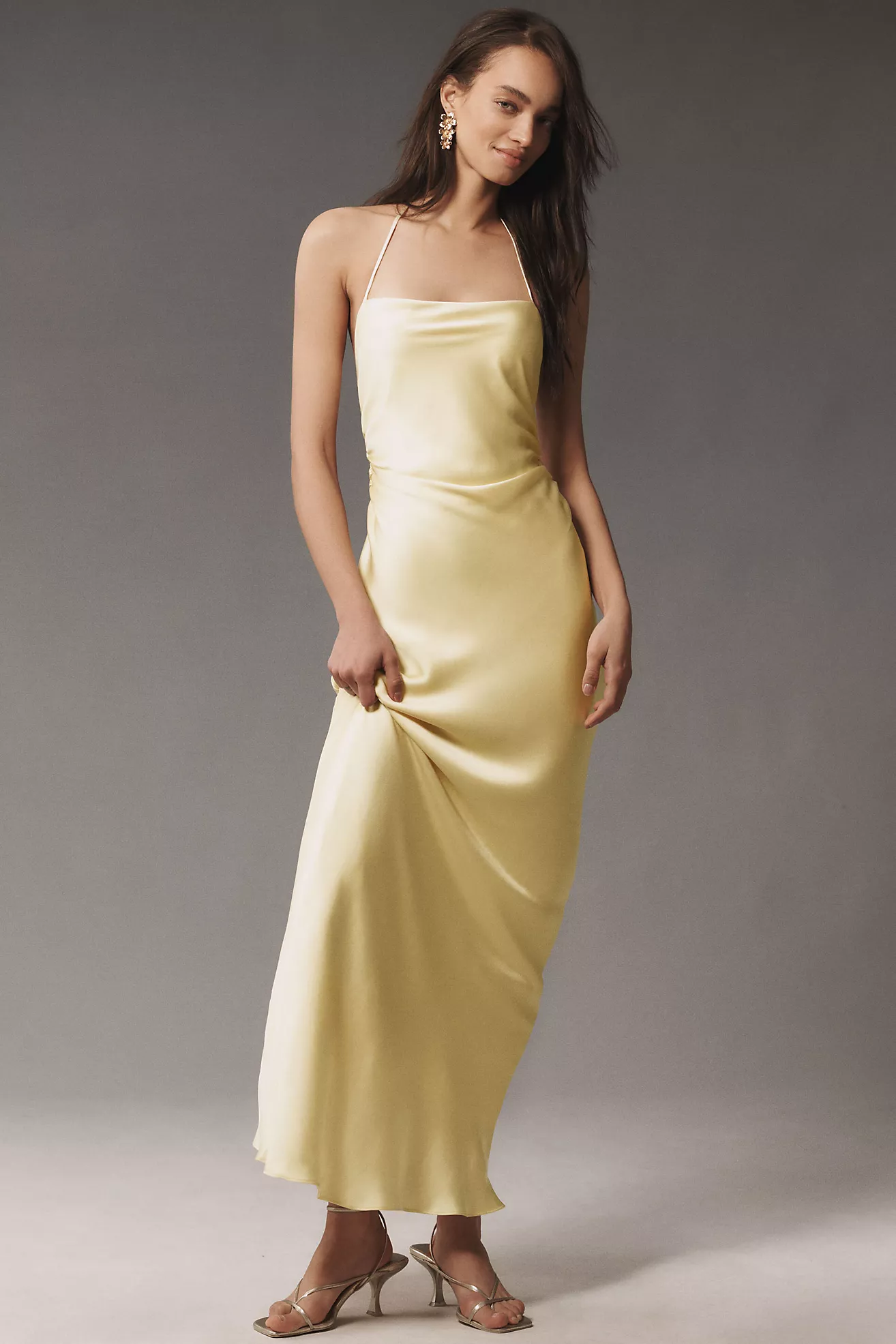 Bhldn Saylor Cowl-Neck Satin Maxi Dress