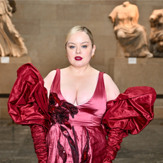 Nicola Coughlan attends the ERDEM show during London Fashion Week February 2024 at The British Museum on February 17, 2024 in London, England.