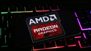 AMD Radeon graphics logo on keyboard