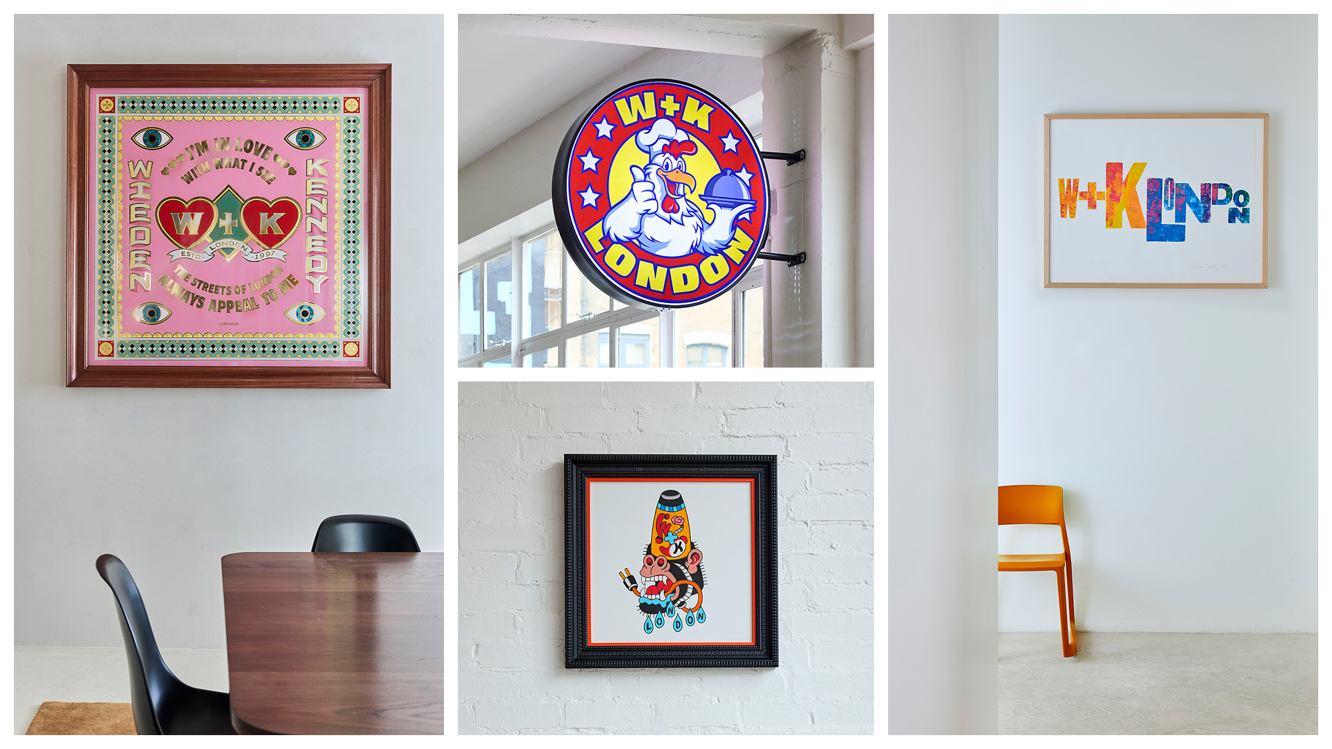 W+K London signs in different styles