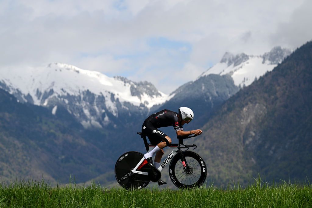PORTVALAIS SWITZERLAND APRIL 25 Luc Wirtgen of Luxembourg and Tudor Pro Cycling Team sprints during the 76th Tour De Romandie 2023 Prologue a 682km stage from PortValais to PortValais UCIWT on April 25 2023 in PortValais Switzerland Photo by Dario BelingheriGetty Images