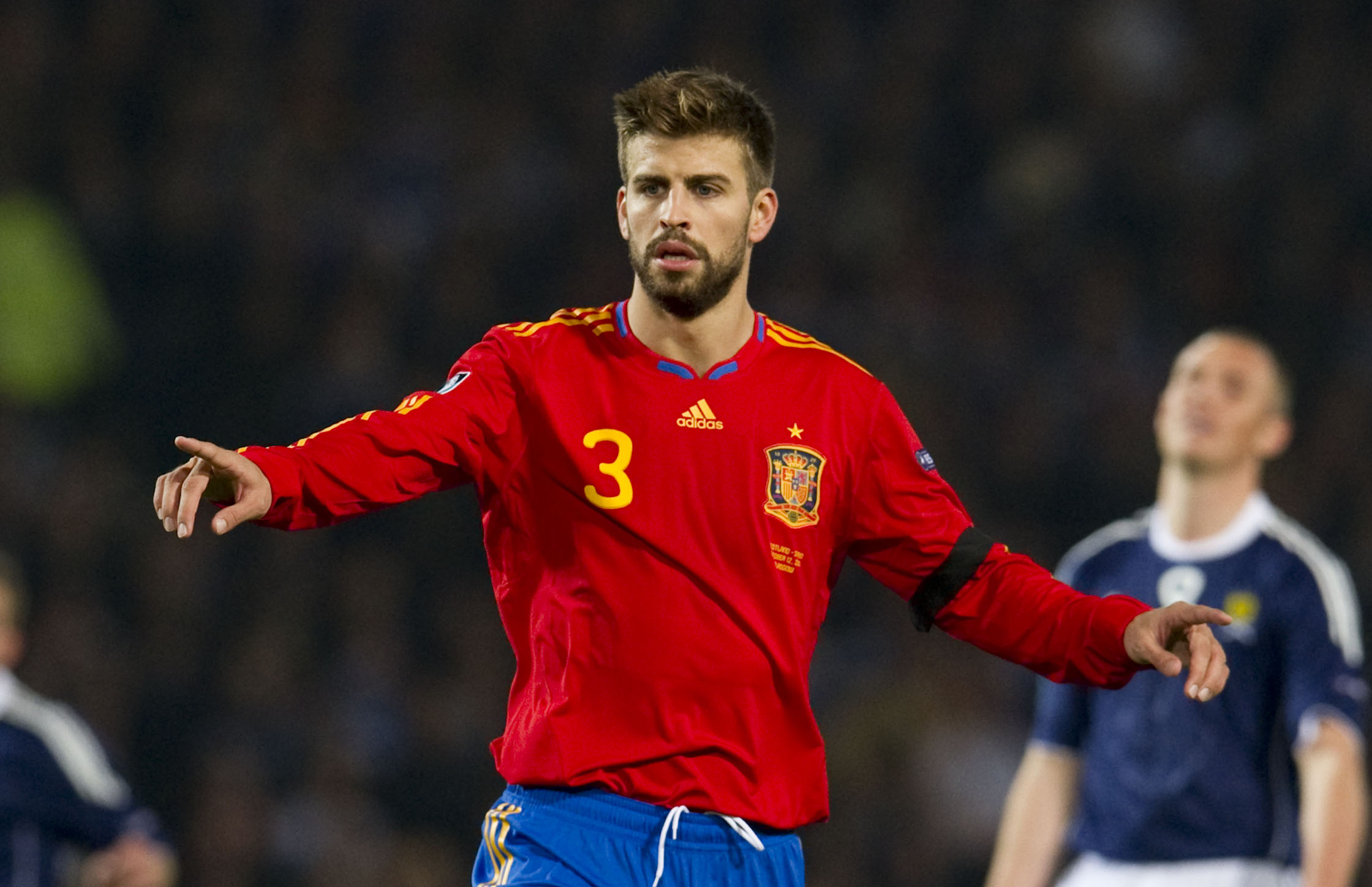 Gerard Pique in action for Spain against Scotland in October 2010.