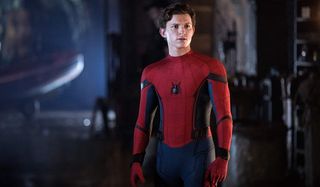 Spider-Man: Far From Home Peter Parker in his suit, in the canals of Venice