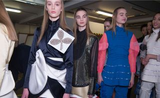Models backstage at JW Anderson A/W 2016