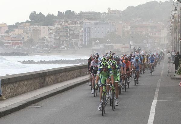 Sea spray dampens the riders