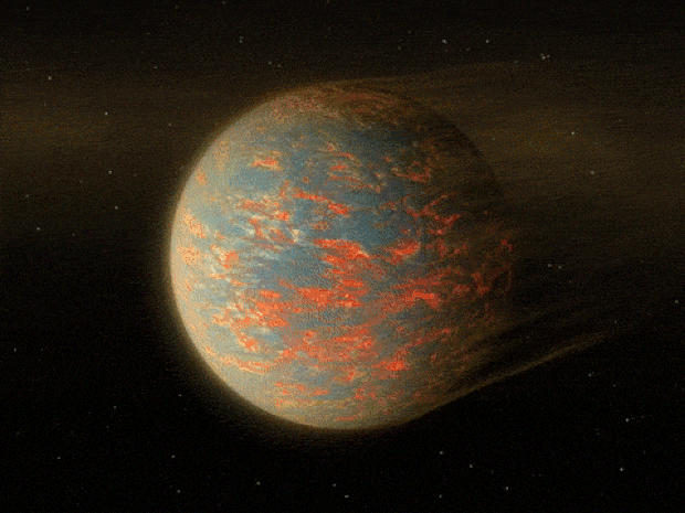 This Super-Earth, called 55 Cancri e, is nearly twice the size of our home planet.