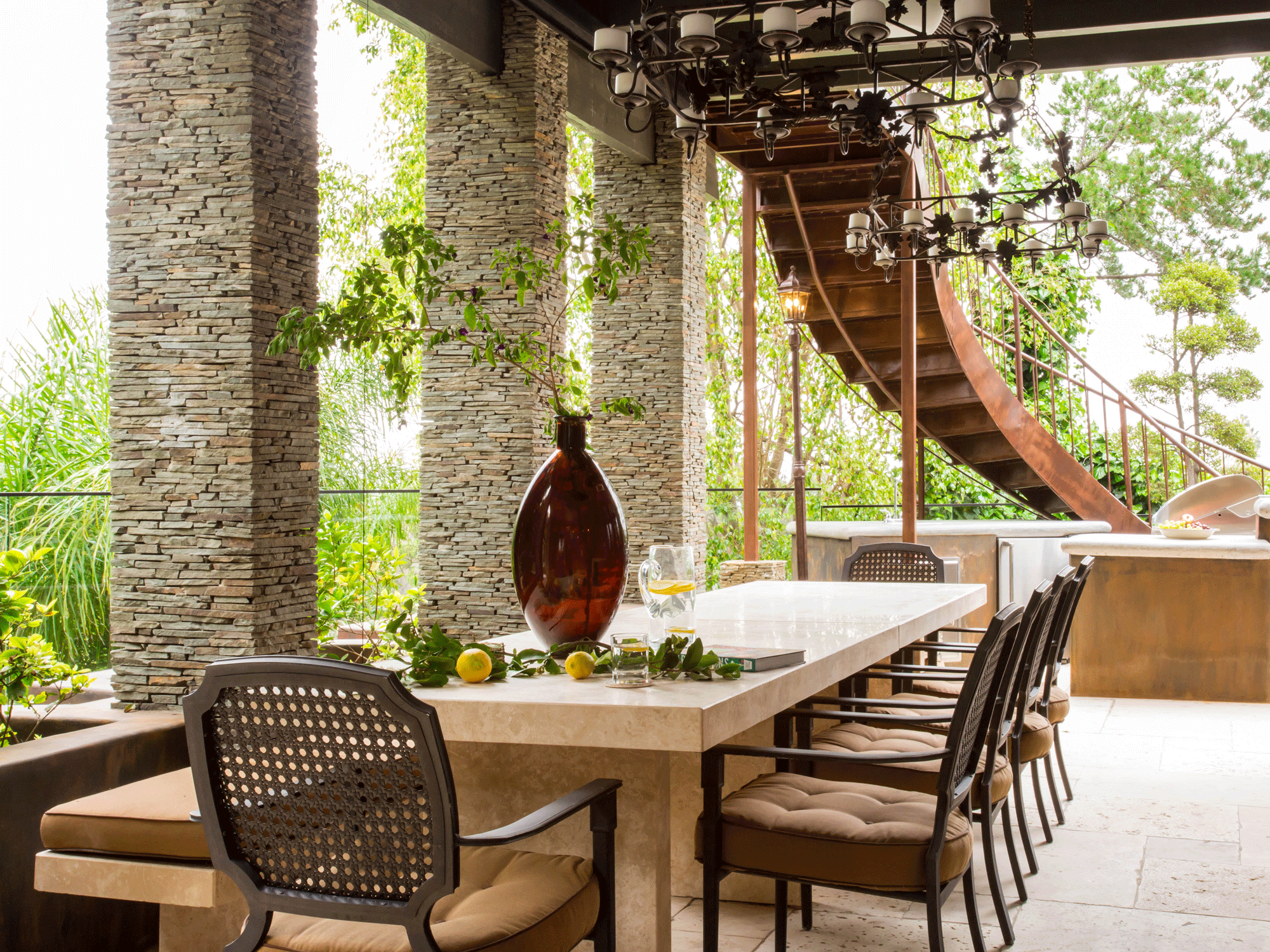 patio with dining table and chairs
