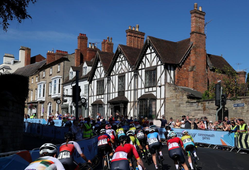The riders in action in the women's Commonwealth Games road race