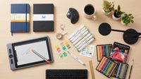selection of creative tools on a table