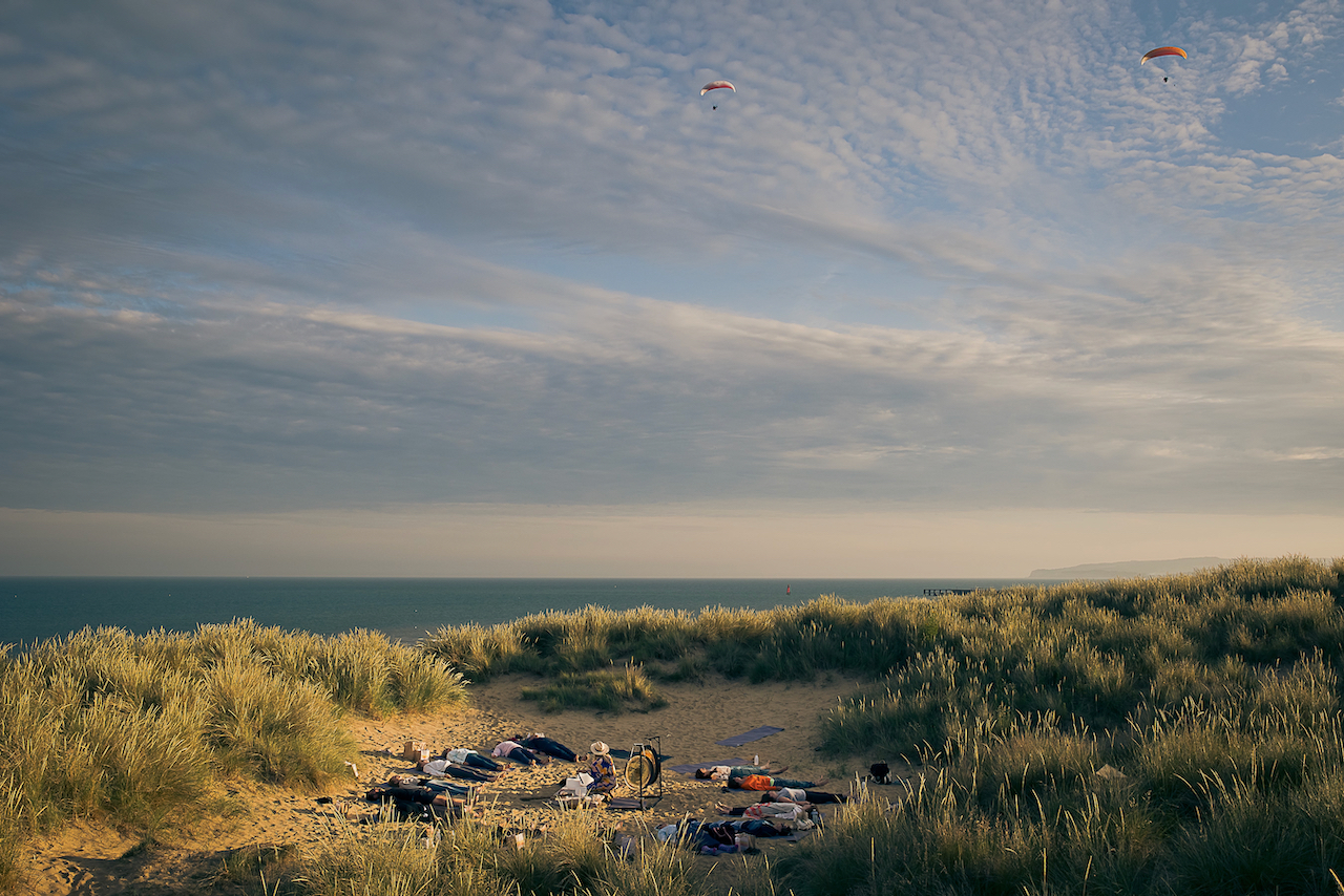 Yoga on the beach at The Gallivant