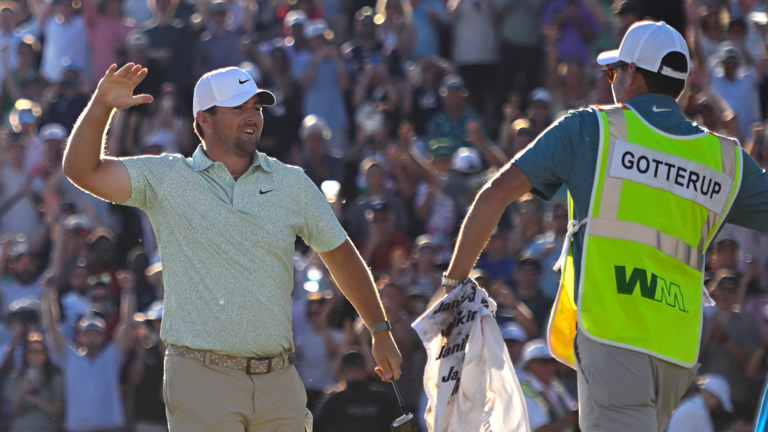 Chris Gotterup celebrates winning the Phoenix Open 